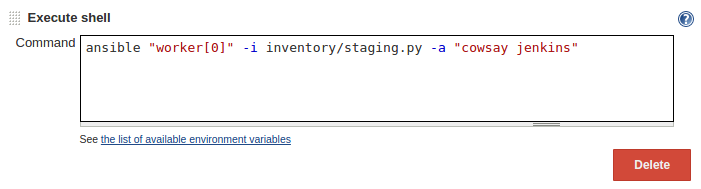 Setting up a shell build step